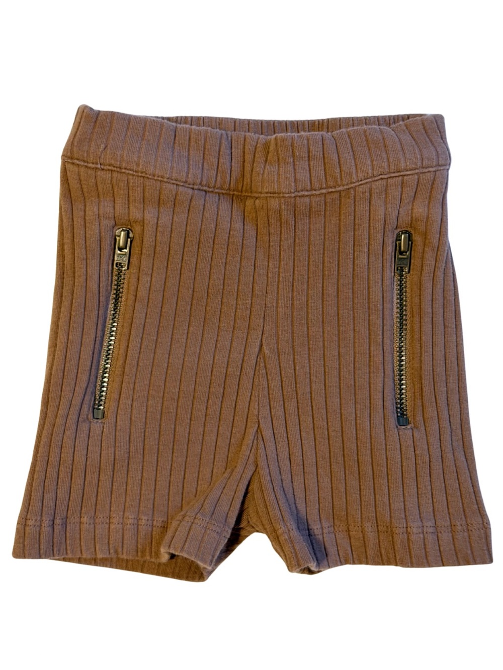 kate quinn Organic Wide Rib Zip Pocket Shorts Brown 6-12M